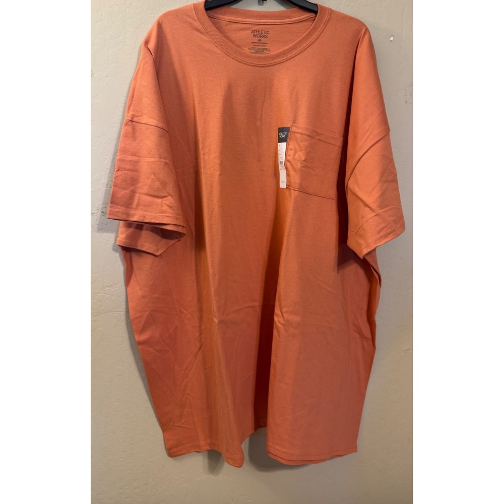 Athletic Works Pocket Tee Men 4XL Orange Casual Loose Fit Cotton T-Shirt NEW